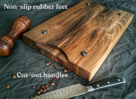 Προσαρμοσμένο λογότυπο Αποδεκτό 1.75 παχύ Μεγάλο Walnut Τμήμα Κόψιμο με Juice Groove