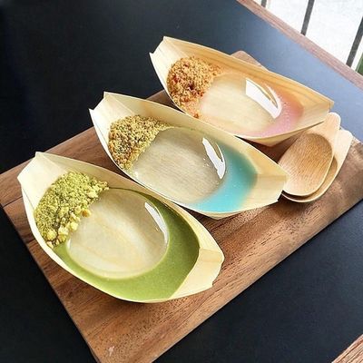 Προσαρμοσμένο λογότυπο Αποδεκτό Birch Bamboo Boat Shape Sailing Wood Sushi Tray