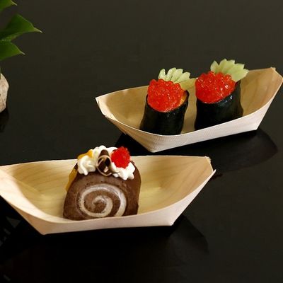 Προσαρμοσμένο λογότυπο Αποδεκτό Birch Bamboo Boat Shape Sailing Wood Sushi Tray
