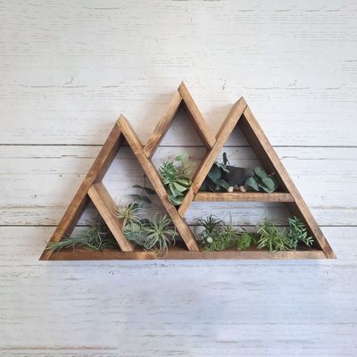 Φυσικό ξύλο Πολυεπίπεδης τοίχος τοποθετημένη πλωτή οθόνη 26.75x16x3.5 ίντσες