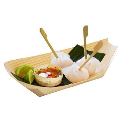 Προσαρμοσμένο λογότυπο Αποδεκτό Birch Bamboo Boat Shape Sailing Wood Sushi Tray