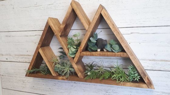 Φυσικό ξύλο Πολυεπίπεδης τοίχος τοποθετημένη πλωτή οθόνη 26.75x16x3.5 ίντσες