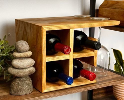 Προσαρμοσμένο λογότυπο σκληρό ξύλο κρατητήριο κρασιού υψηλή ποσότητα κρατητή κρασιού για countertop