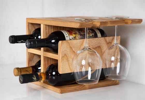 Προσαρμοσμένο λογότυπο σκληρό ξύλο κρατητήριο κρασιού υψηλή ποσότητα κρατητή κρασιού για countertop