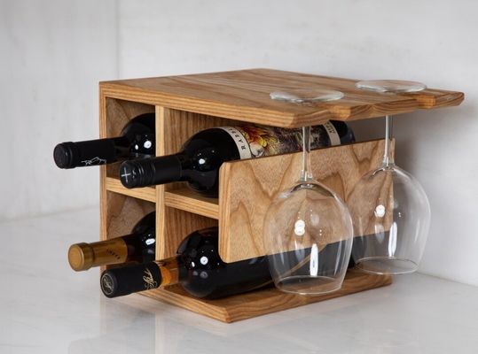 Προσαρμοσμένο λογότυπο σκληρό ξύλο κρατητήριο κρασιού υψηλή ποσότητα κρατητή κρασιού για countertop