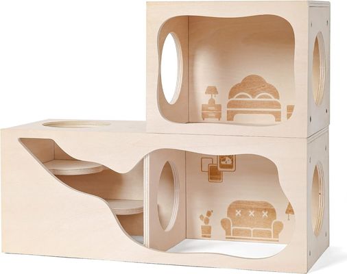 Πνεύσιμο ξύλινο σπίτι μικρών ζώων Προσαρμόσιμο θάλαμο για κρυψώνα και εξερεύνηση