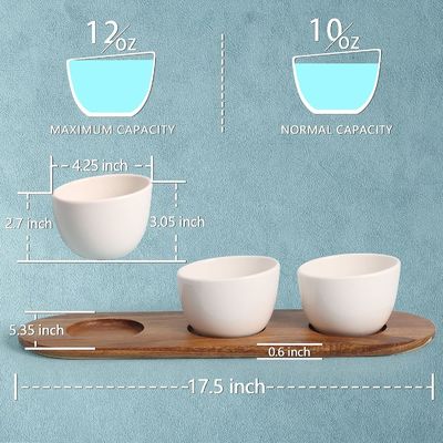 Ακασία ξύλινο δίσκο τσιπ και βύθιση σερβίρισμα σετ με ξύλινο απλό χρώμα ή το χρώμα σας