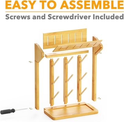 Διπλό στρώμα μπαμπού μπουκάλι βρέφος στεγνώσιμο ράφι για βολική οργάνωση μπουκαλιών κουζίνας