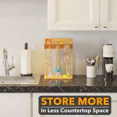 Διπλό στρώμα μπαμπού μπουκάλι βρέφος στεγνώσιμο ράφι για βολική οργάνωση μπουκαλιών κουζίνας