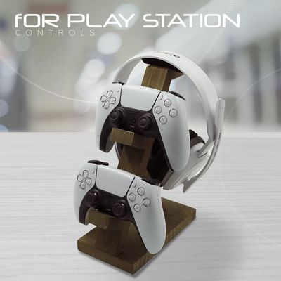 Ελεγκτής παιχνιδιού βίντεο Κεφαλοστάσιο ξύλινο ράφι διακόσμησης σπιτιού με κάλυμμα ακουστικών