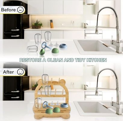 Κράτη για στεγνωτήρες μπουκαλιών από μπαμπού για γρήγορη ξήρανση και εξοικονόμηση χώρου