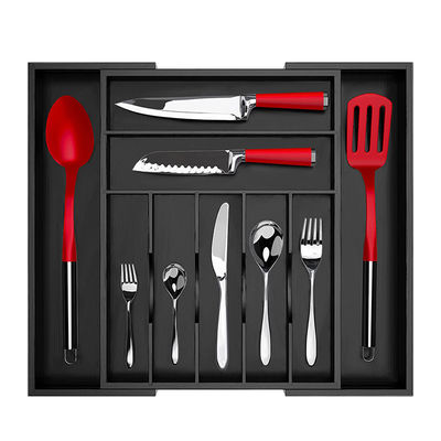 Ασημένιο σκεύος κουζίνας από μπαμπού Κρατητής εργαλείων και δίσκο για μαγείρεμα οργανωτής συρτάρι για επιτραπέζια σκεύη Προσαρμόστε το μέγεθος