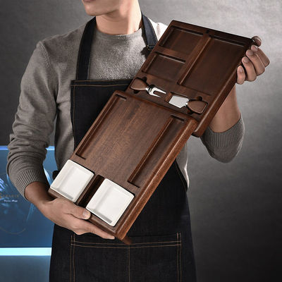 Προσαρμόσιμη πολυλειτουργική πλακέτα κοπής μπαμπού με στερέωμα και αναδιπλούμενο κολάντερ