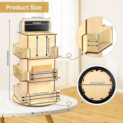 Ξύλινο υλικό από γυαλί ξύλινο ράφι για καρτ-ποστάλ με μικροσκοπικό δανειστικό μέγεθος