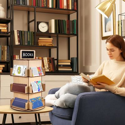 Ξύλινο υλικό από γυαλί ξύλινο ράφι για καρτ-ποστάλ με μικροσκοπικό δανειστικό μέγεθος