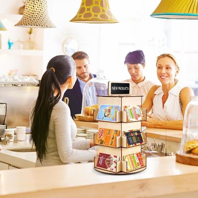 Ξύλινο υλικό από γυαλί ξύλινο ράφι για καρτ-ποστάλ με μικροσκοπικό δανειστικό μέγεθος