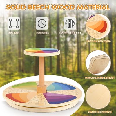 Ξύλινο κάθισμα περιστροφής καθίστε και περιστρέψτε μεγαλύτερο μέγεθος Laser Engrave Κλασικό παιχνίδι περιστροφής