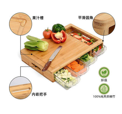 Επαγγελματική κουζίνα Ακασία Μπαμπού και ξύλο ελιάς Πίνακα κοπής σετ με δοχεία