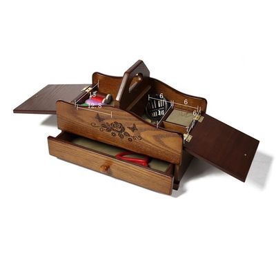 Εύκολο στρωμένο ξύλινο κουτί για ράψιμο με σύγχρονη αναδιπλήρωση και εύκολη οργάνωση