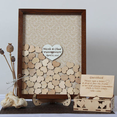 Πραγματευτική διακόσμηση γάμου Custom Size ξύλινο πλαίσιο με μοναδικό βιβλίο επισκεπτών σημάδι Drop Top
