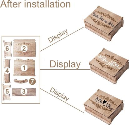 Ξύλινο γυαλί Ρουστικό βιβλίο καλεσμένων γάμου με πίνακα εκτύπωσης με μεταξοειδές και ξύλινη καρδιά