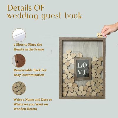 Γυαλί και ξύλο Ρομαντική διακόσμηση γάμου Custom Drop Top Frame με μεγάλη φωτογραφία εισαγωγή