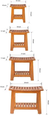 Ξύλινο λουτρό για μπάνιο με λαβή και ράφι από φυσικό χρώμα ξύλο τικ