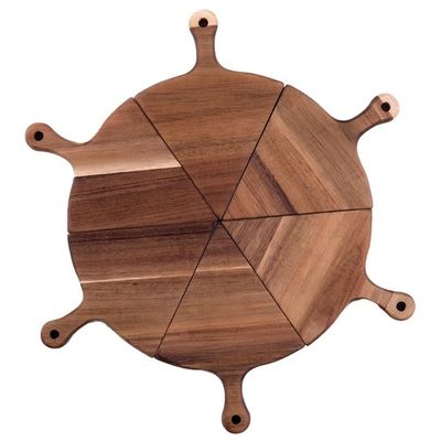 OEM ODM Αποδεκτό Προσαρμοσμένο μέγεθος Περιβαλλοντικά φιλικό μη κολλητικό δείπνο ξύλινο πιάτο πίτσα σερβίρισμα δίσκο 6pcs