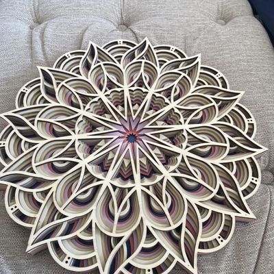 Διακοσμητική χειροποίητη 6 στρώσεις πολύχρωμη κρεμαστή διακόσμηση Boho τοίχος διακόσμηση τέχνης ξύλινη μάνταλα