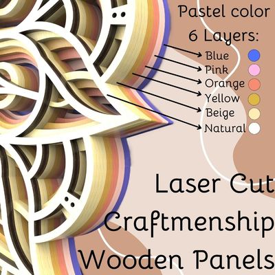 Διακοσμητική χειροποίητη 6 στρώσεις πολύχρωμη κρεμαστή διακόσμηση Boho τοίχος διακόσμηση τέχνης ξύλινη μάνταλα