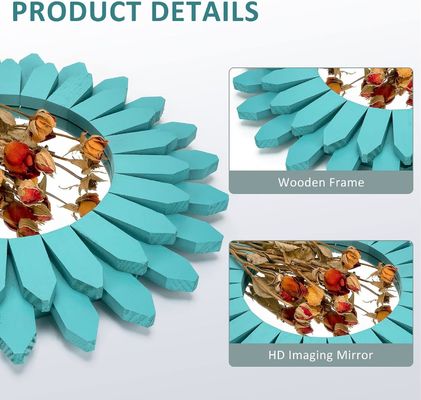 Διακοσμητικός καθρέφτης τοίχου σε λευκό ή το χρώμα σας 12 ίντσες Ρουστικό ξύλο Sunburst Boho στυλ