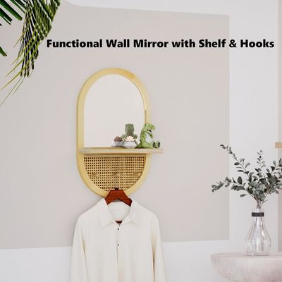 Δωμάτιο μπάνιο κρεβατοκάμαρα είσοδος καθρέφτες διακόσμησης καθρέφτη τοίχου με ράφι και γάντζους για παλτό ξύλινο πλαίσιο