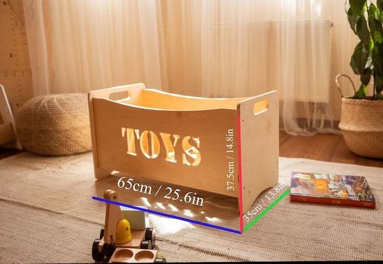 Καμένο ξύλο και γυαλί Παιχνιδάκι Οργανωτής κουτί για Montessori έπιπλα στο παιδικό δωμάτιο