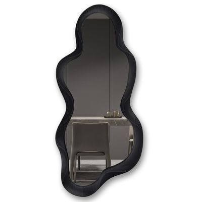 Όμορφη διακόσμηση σπιτιού Ακανόνιστος καθρέφτης τοίχου με μαύρο ξύλινο πλαίσιο και σύγχρονη διακόσμηση μπάνιου