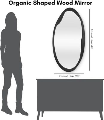 Χριστουγεννιάτικο οργανικό σχήμα ξύλινο καθρέφτη σε μαύρο για μπάνιο σαλόνι είσοδος κρεβατοκάμαρα