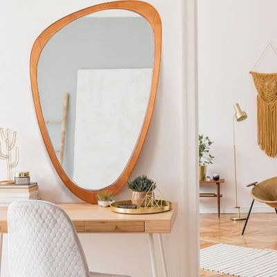 Όμορφη διακόσμηση σπιτιού Δωρεάν δείγμα για ασύμμετρο καθρέφτη ξύλο ακανόνιστος καθρέφτης