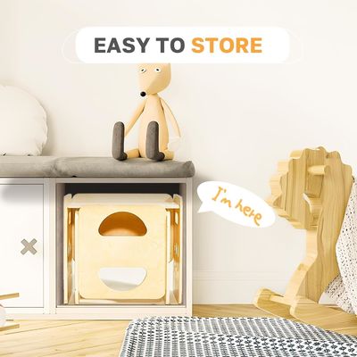 Προσαρμοσμένο ξύλο 1-3 ετών παιδιά ρυθμιζόμενο ύψος καρέκλα βήμα σκαμπό για καθιστικό