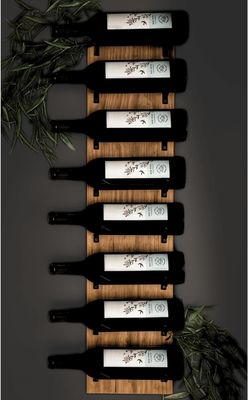 Τείχος τοποθετημένο ξύλινο ράφι κρασιού για τοίχο οθόνη μαύρα στηρίγματα Custom 8 μπουκάλι αποθήκευση