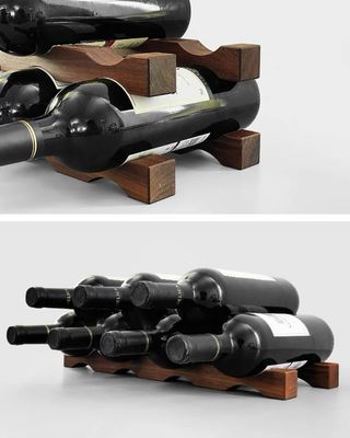 Επικεφαλίδα Φιάλες κρασιού Ρακ ξύλινο ράφι για την οργάνωση εξοικονόμησης χώρου