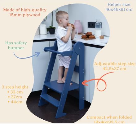 Εκτύπωση Εγκαταλειμμένων Παιδιών Βοηθός Τυφλίου Κουζίνας με 3 ρυθμιζόμενα ύψη διπλωμένα Ναι