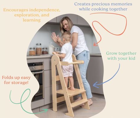 Εκτύπωση Εγκαταλειμμένων Παιδιών Βοηθός Τυφλίου Κουζίνας με 3 ρυθμιζόμενα ύψη διπλωμένα Ναι