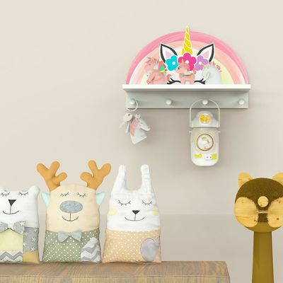 Πλωτό ράφι και γάντζοι Πολυλειτουργικό ράφι παλτών για παιδιά για κορίτσια Διακόσμηση κρεβατοκάμαρας