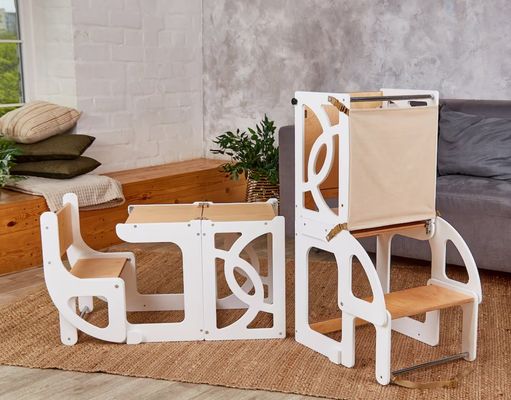 7 σε 1 Convertible Πανεπιστημιακό Τραπέζι Παιδιού με Επιστροφή Καθίσματος Ενισχύει την εκμάθηση και τη διασκέδαση στην κουζίνα