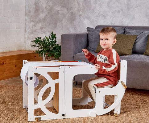 7 σε 1 Convertible Πανεπιστημιακό Τραπέζι Παιδιού με Επιστροφή Καθίσματος Ενισχύει την εκμάθηση και τη διασκέδαση στην κουζίνα