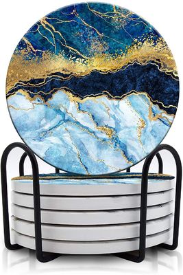 Προσαρμοσμένη στρογγυλή 4' 6pcs Μαρμάρινο ζωγραφισμένο απορροφητική πέτρα κεραμική ελαστική με σταθμό