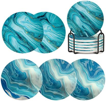 Προσαρμοσμένη στρογγυλή 4' 6pcs Μαρμάρινο ζωγραφισμένο απορροφητική πέτρα κεραμική ελαστική με σταθμό