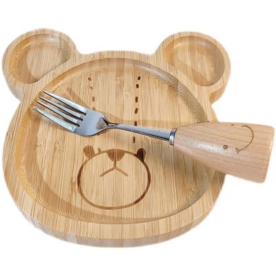 Απλό στυλ Προσαρμοσμένο λογότυπο Μπαμπού Πλάκες μωρών με πιρούνια και κουτάλια