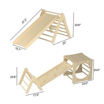 5 σε 1 Τριγωνικά παιχνίδια αναρρίχησης ξύλινα παιδικά γυμναστήριο αναρρίχησης με ράμπα και διαδρόμιο