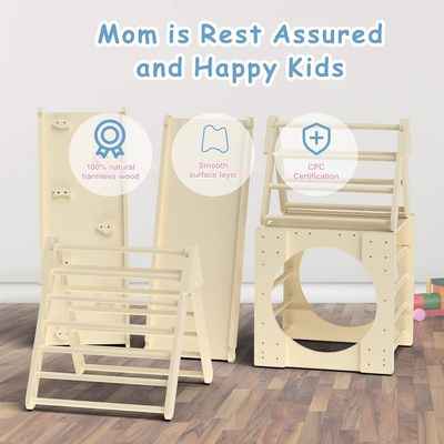 5 σε 1 Τριγωνικά παιχνίδια αναρρίχησης ξύλινα παιδικά γυμναστήριο αναρρίχησης με ράμπα και διαδρόμιο