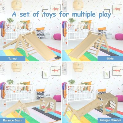 5 σε 1 Τριγωνικά παιχνίδια αναρρίχησης ξύλινα παιδικά γυμναστήριο αναρρίχησης με ράμπα και διαδρόμιο
